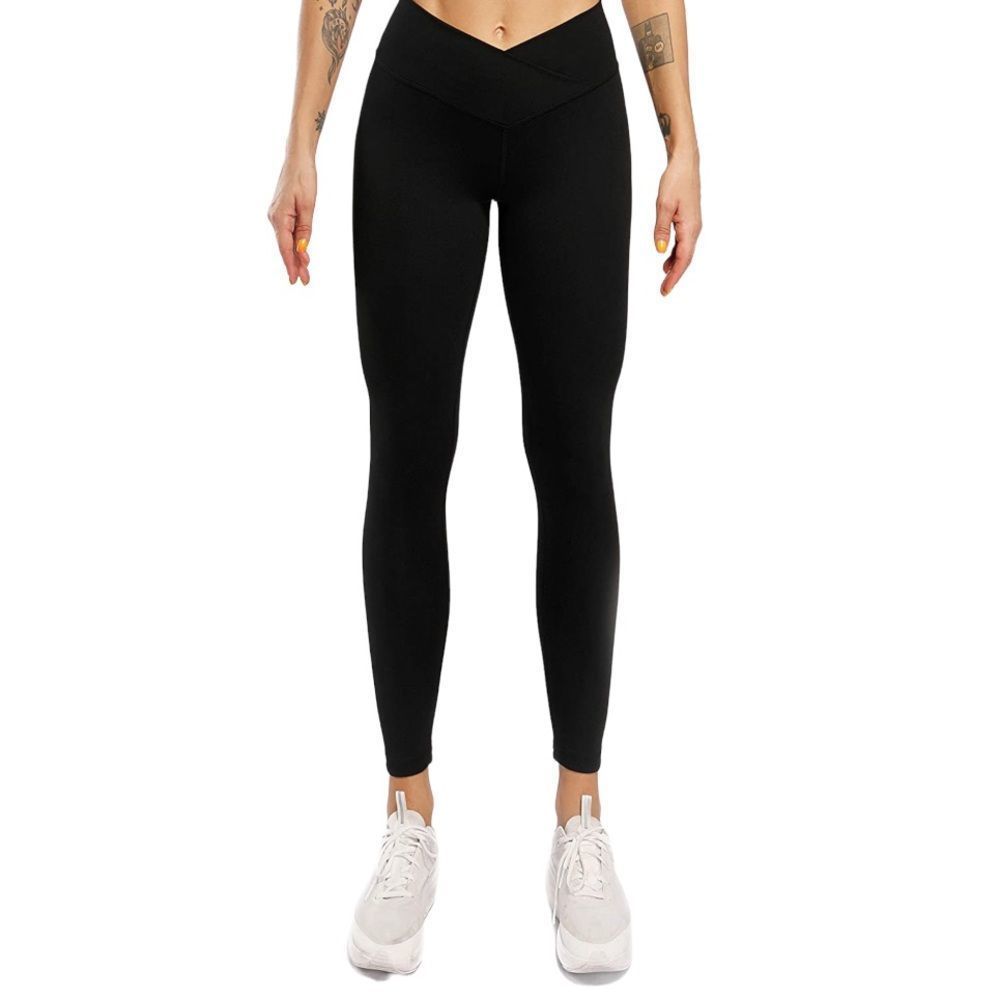SWEETALUNA Black Tummy Control Fitness Leggings